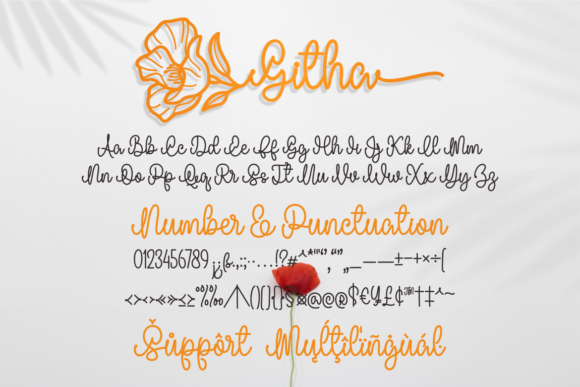 Githa Birth Flower Font PNG with transparent background - Preview 4