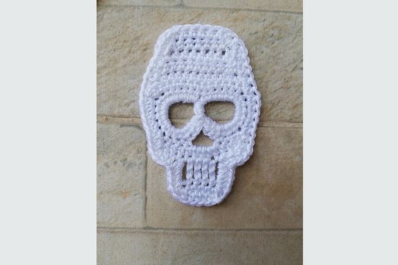 Crochet Halloween Skull Applique