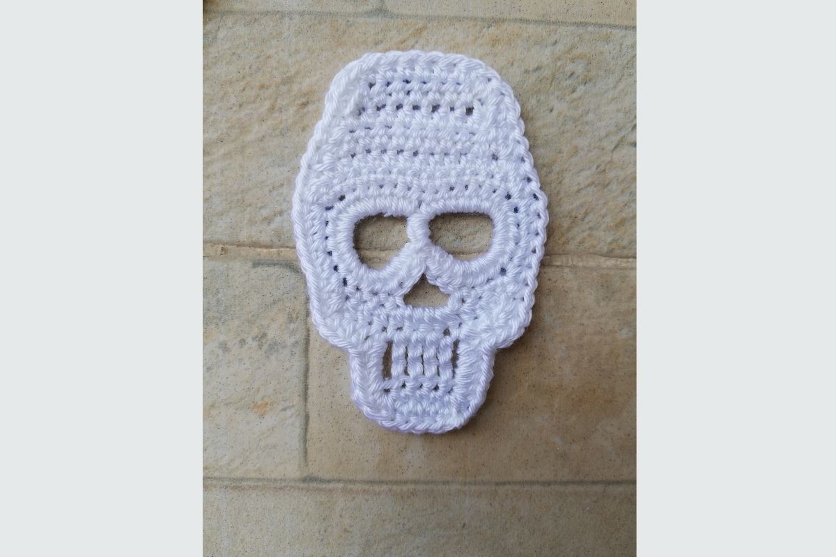 Crochet Halloween Skull Applique