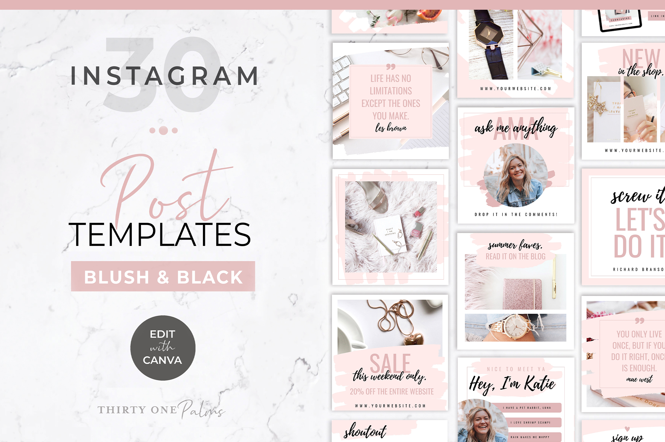 Instagram Posts for Canva | Blush Graphic by Thirty One Palms Studio ...