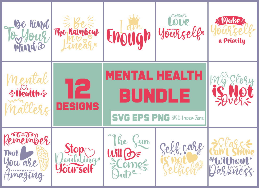 Mental Health Quotes SVG Bundle Graphic by Trendy Creative · Creative ...