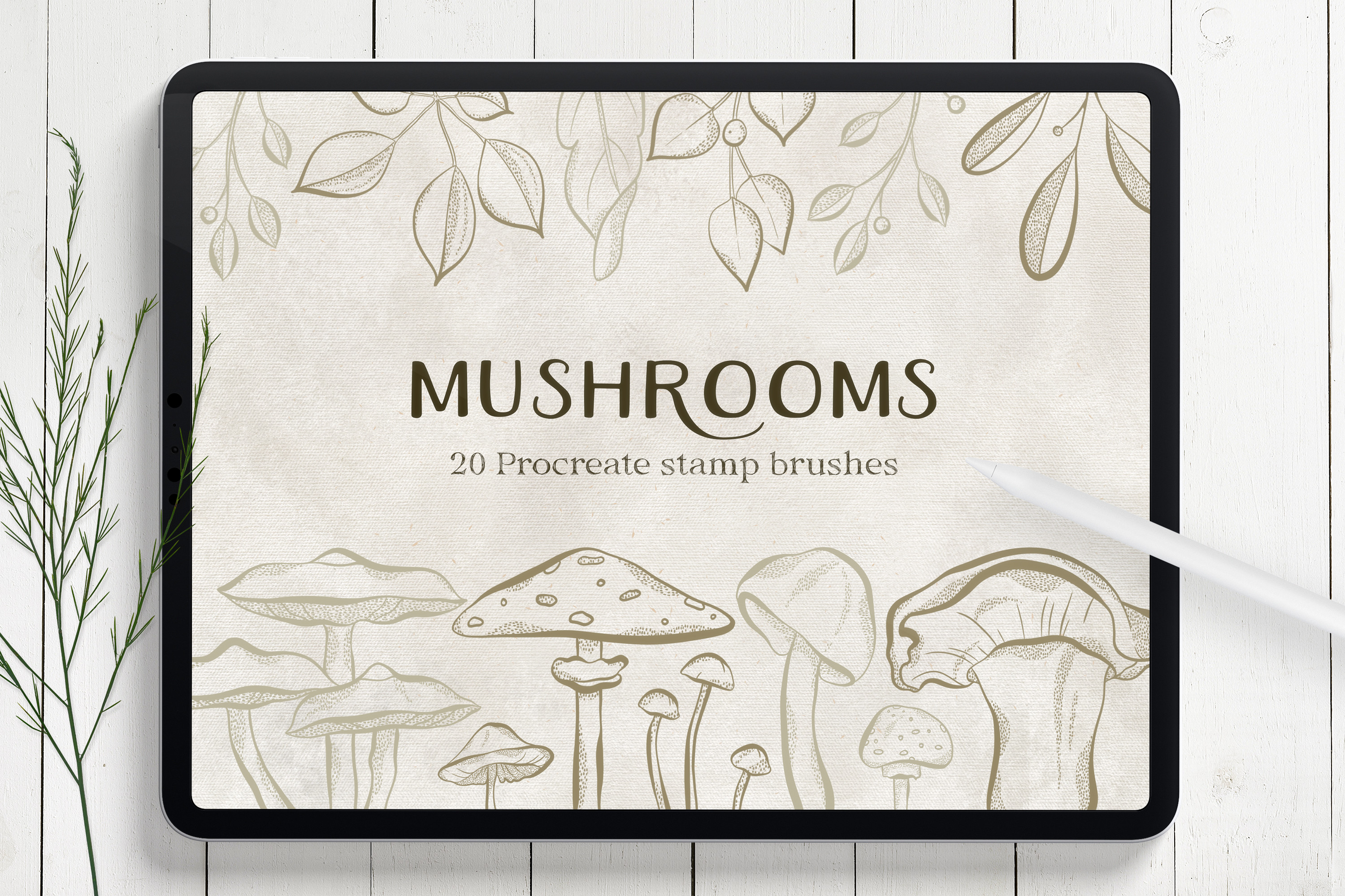 Mushrooms Procreate Stamp Brushes Graphic by AuramarinaStudio ...