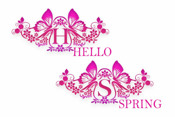 Rossella Butterfly Monogram Font PNG with transparent background - Preview 1