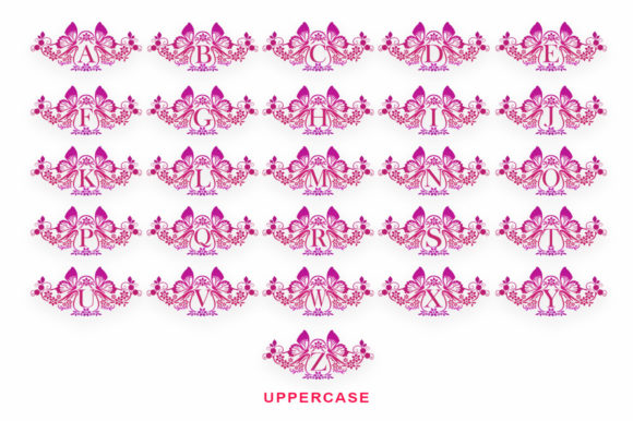 Rossella Butterfly Monogram Font PNG with transparent background - Preview 3