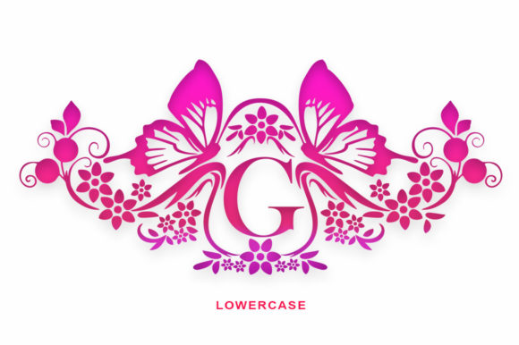 Rossella Butterfly Monogram Font PNG with transparent background - Preview 4