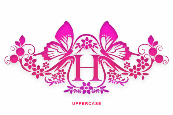 Rossella Butterfly Monogram Font PNG with transparent background - Preview 5