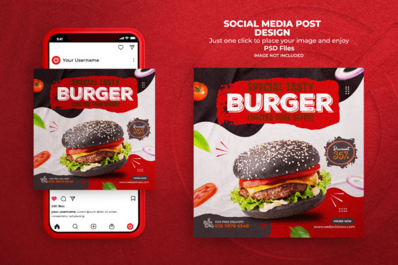 Preview of Fast Food Burger Social Media Template food social media design template