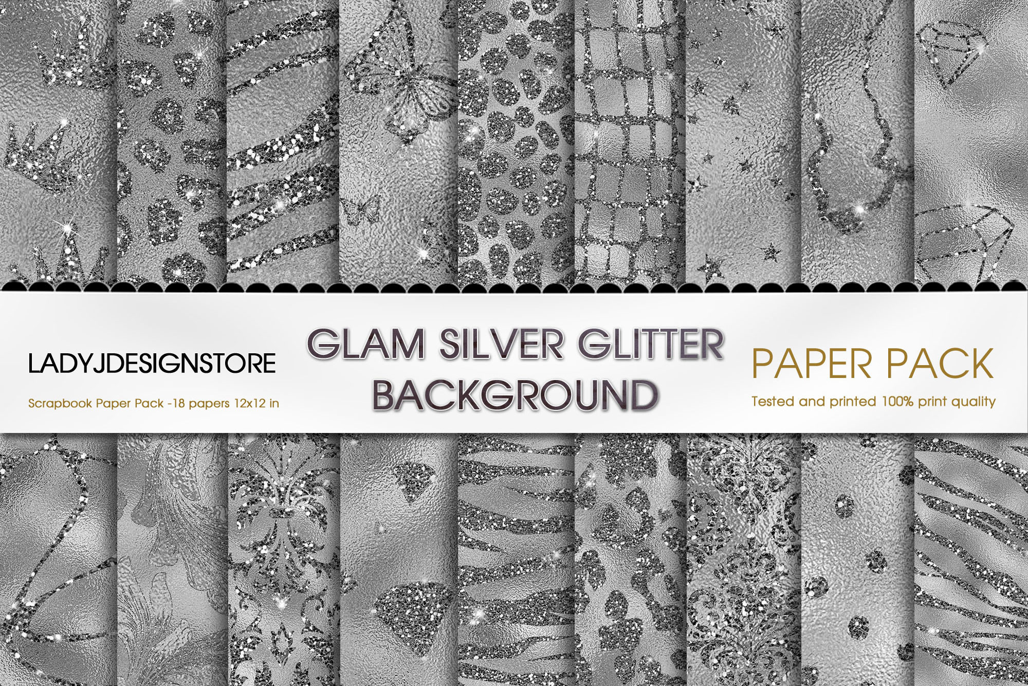 Silver Glitter Digital Paper Graphic by ladyjdesignstore · Creative Fabrica