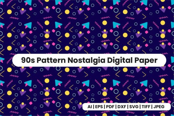 90s Pattern Nostalgia Digital Paper