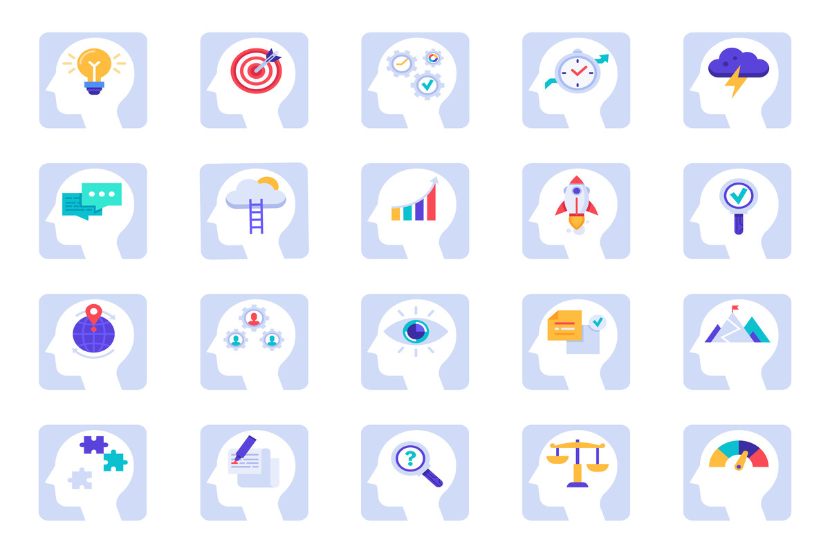 Brain Thinking Process Icons Graphic by tartila.stock · Creative Fabrica