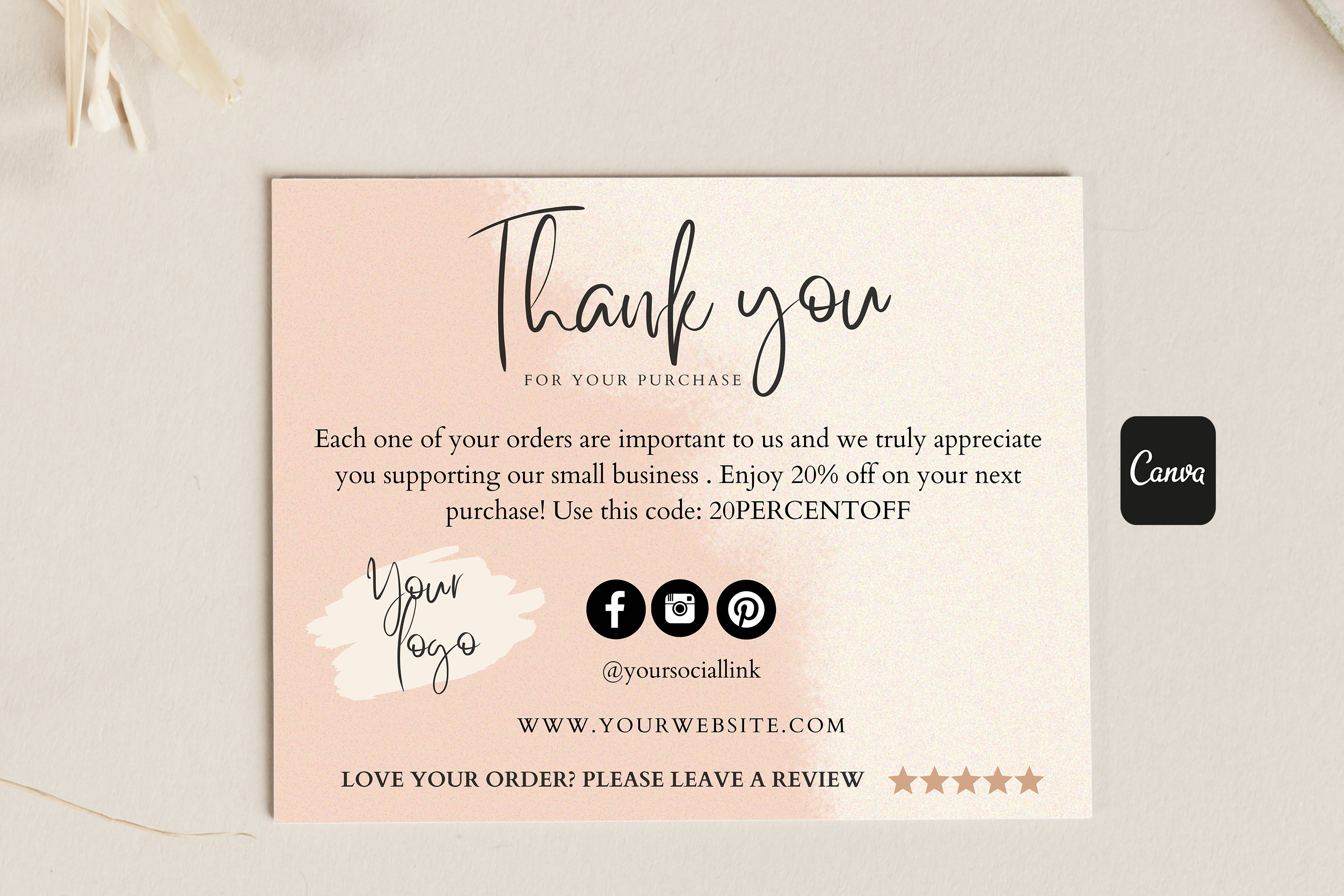 Canva Thank You Card for Small Business
