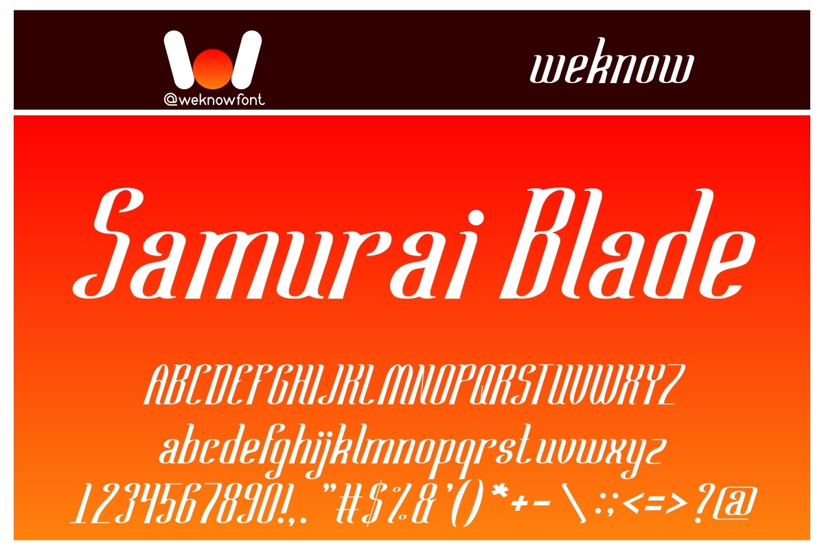 Samurai Blade preview, bold Japanese warrior brush script