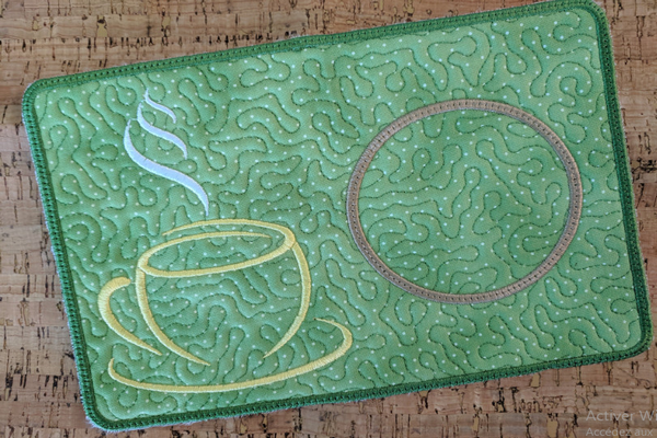 Coffee Mug Rug in the Hoop