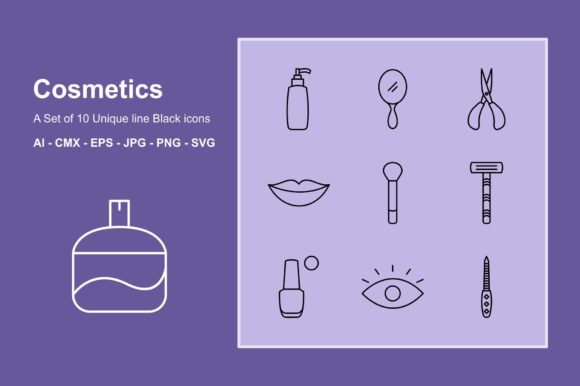 Cosmetics Line Black Icon Set Graphic by JM Graphics · Creative Fabrica