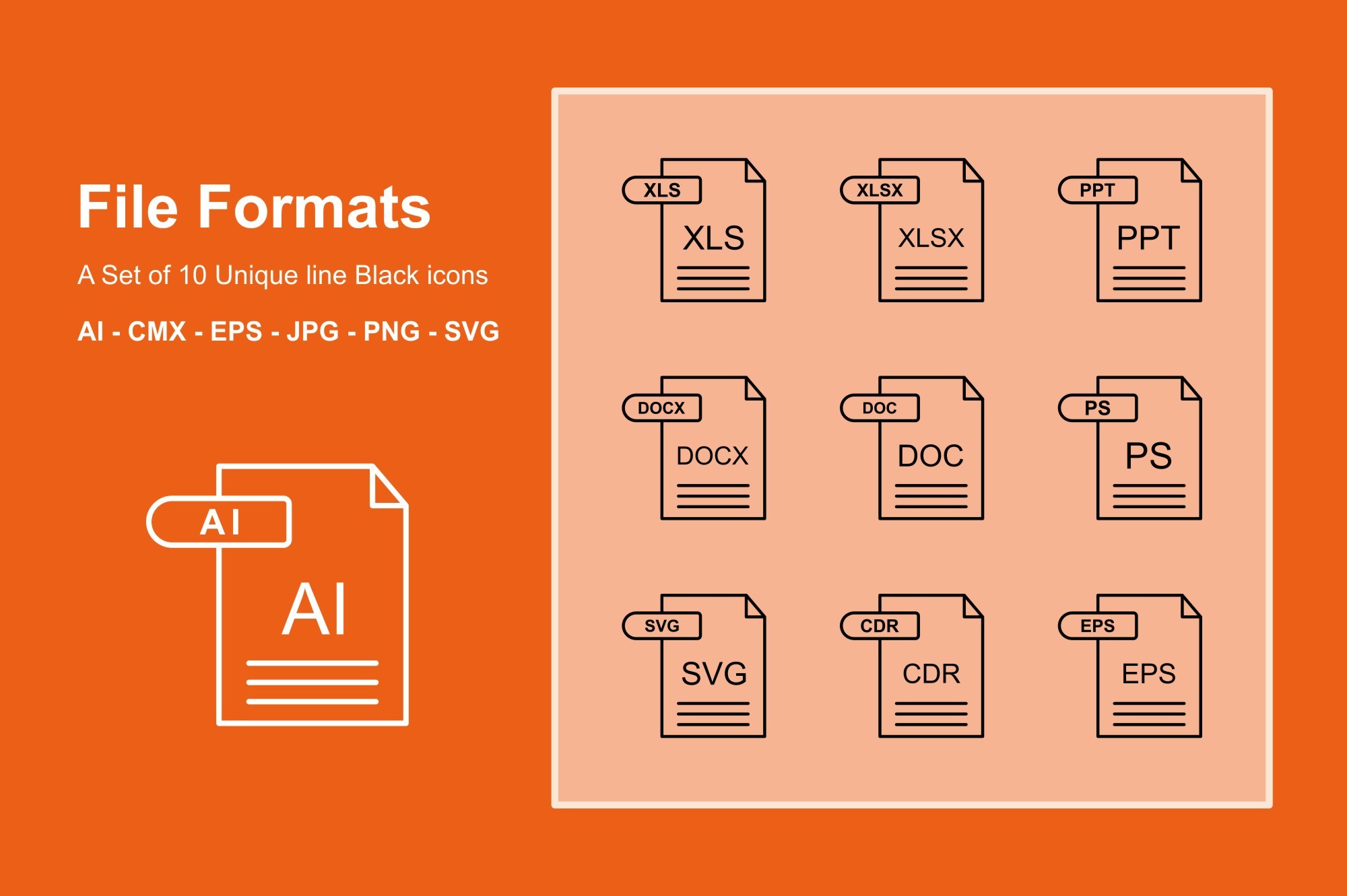 File Formats Line Black Icon Set Graphic by JM Graphics · Creative Fabrica
