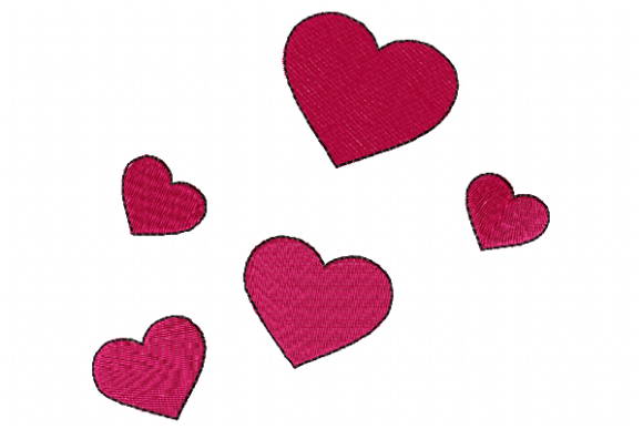 Five Hearts Embroidery Design