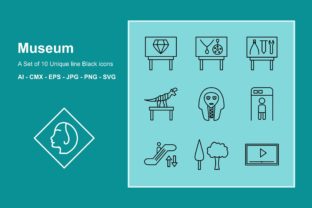 Museum Line Black Icon Set Graphic by JM Graphics · Creative Fabrica