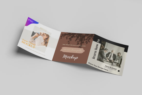 Square Trifold Brochure Mockup Graphic by bimockups · Creative Fabrica