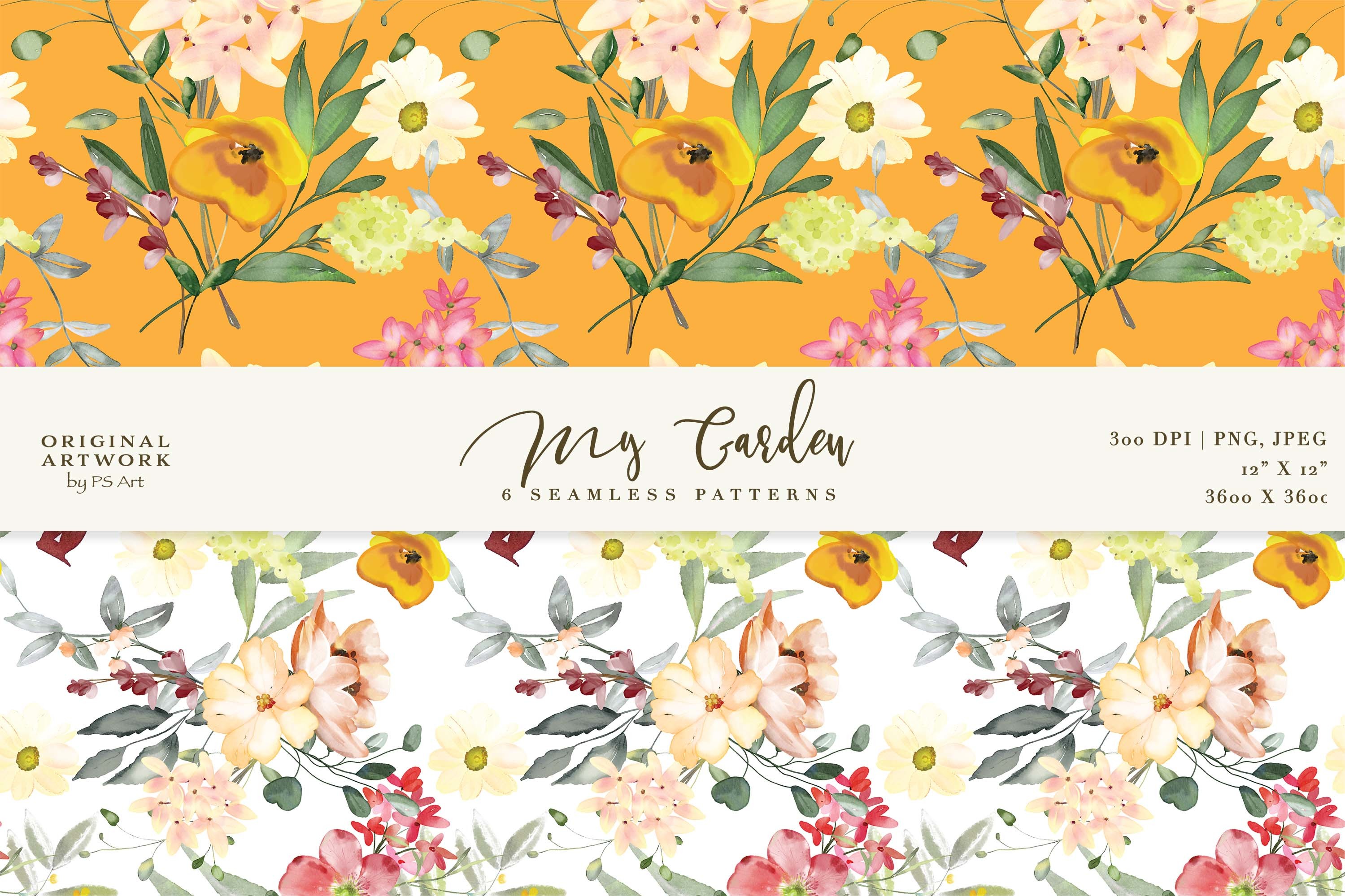 Watercolor Floral Seamless Pattern Set - photo 3