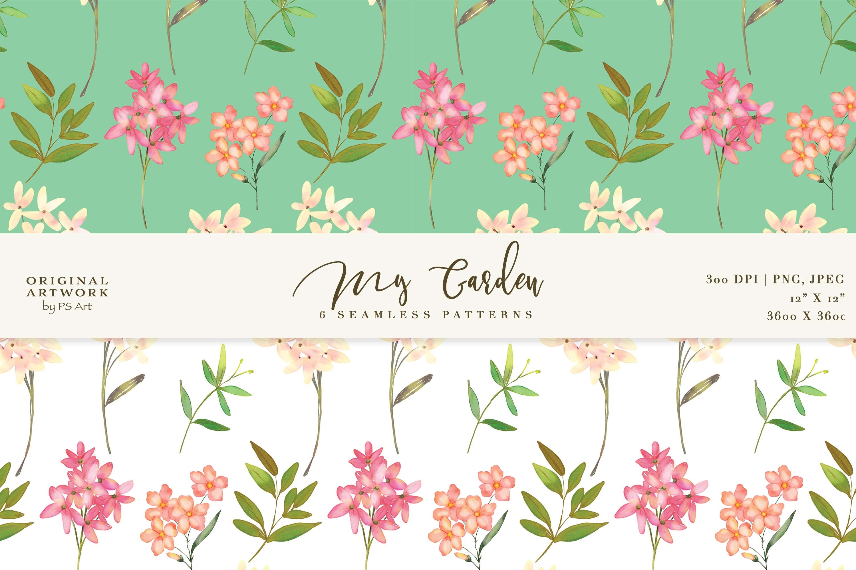 Watercolor Floral Seamless Pattern Set - photo 4
