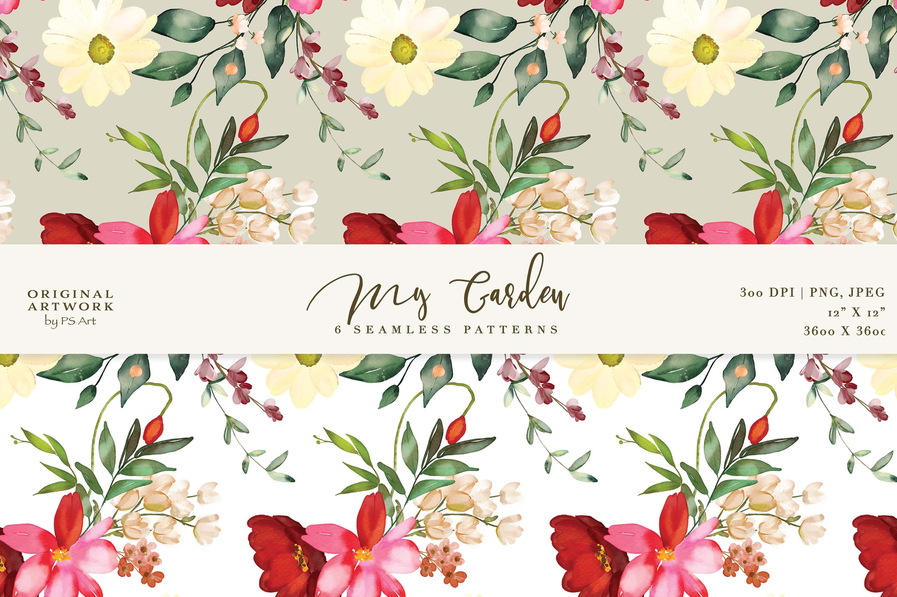 Watercolor Floral Seamless Pattern Set - photo 7
