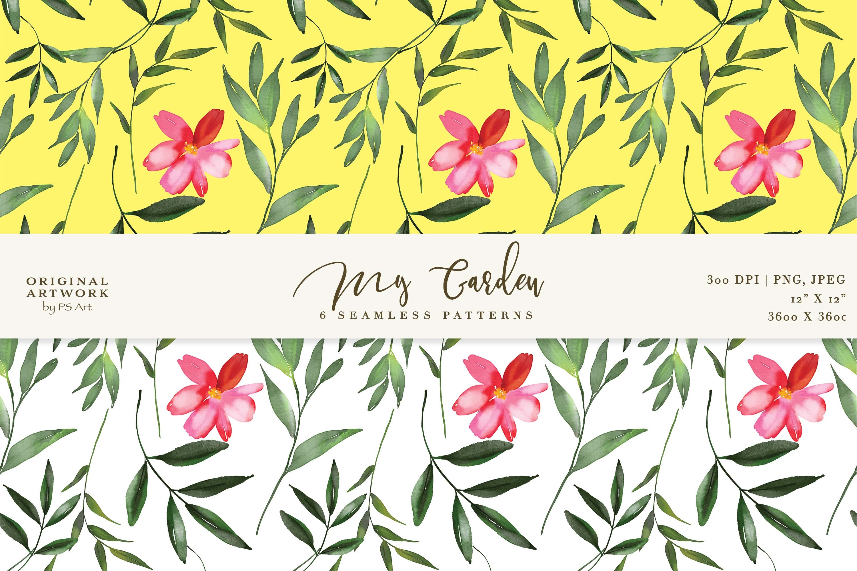 Watercolor Floral Seamless Pattern Set - photo 8