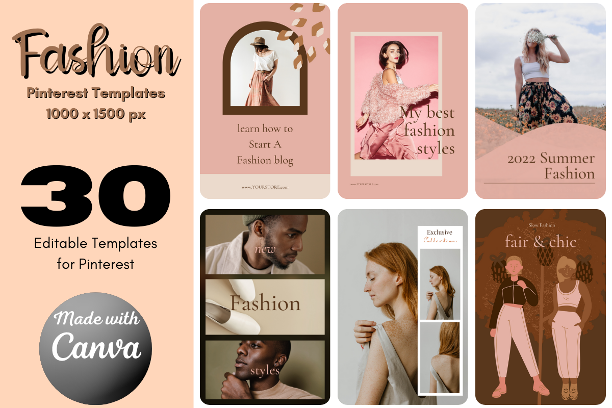 30 plantillas de Pinterest de moda para redes sociales