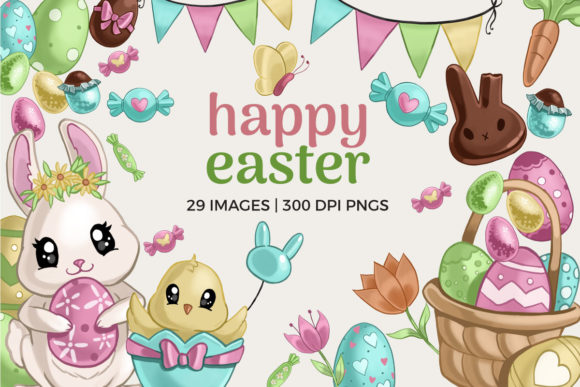 Happy Easter Clipart - Printable