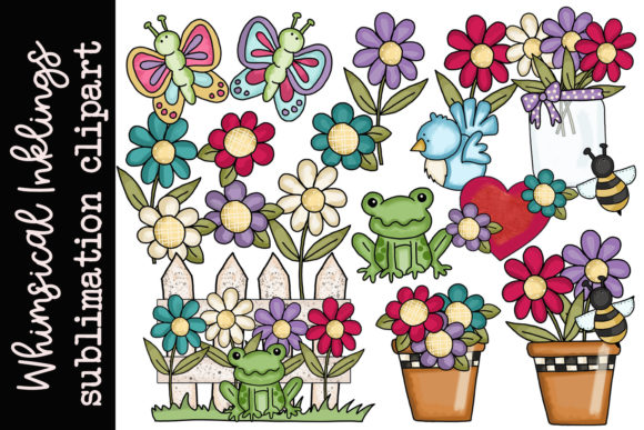 Pretty Flowers Clipart Set Grafik Druckbare Illustrationen Von Whimsical Inklings