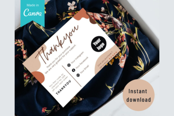Boho Thank You Cards Canva Template