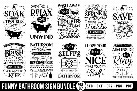 Funny Bathroom Sign SVG Bundle Vol.2