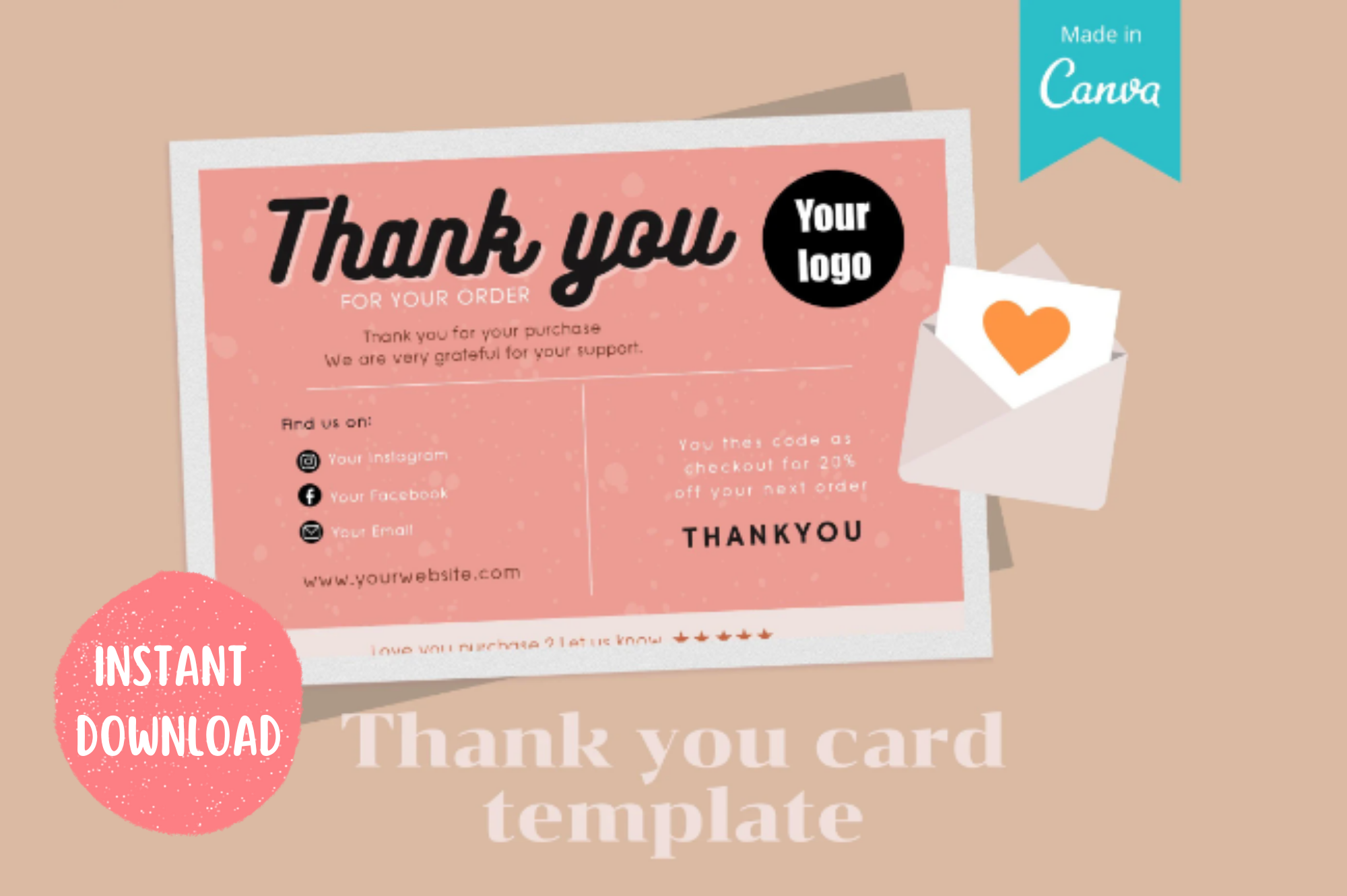 Thank You Card Templates Editable Canva