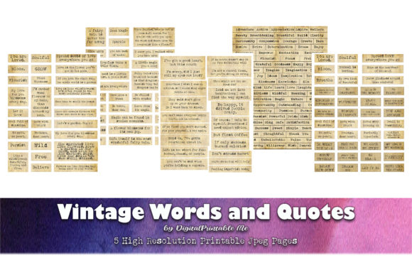 Vintage Words, Quotes Pack, Aged Sayings