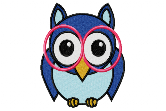 Owl with Glasses Embroidery Design