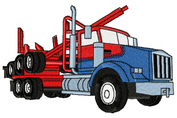 Semi Truck Embroidery Design
