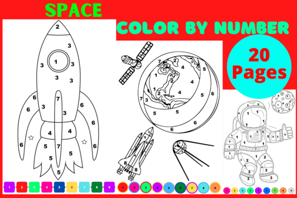 Space Color by Number 20 Pages