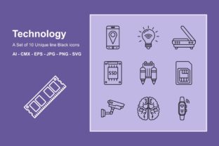Technology Line Black Icon Set Graphic by JM Graphics · Creative Fabrica