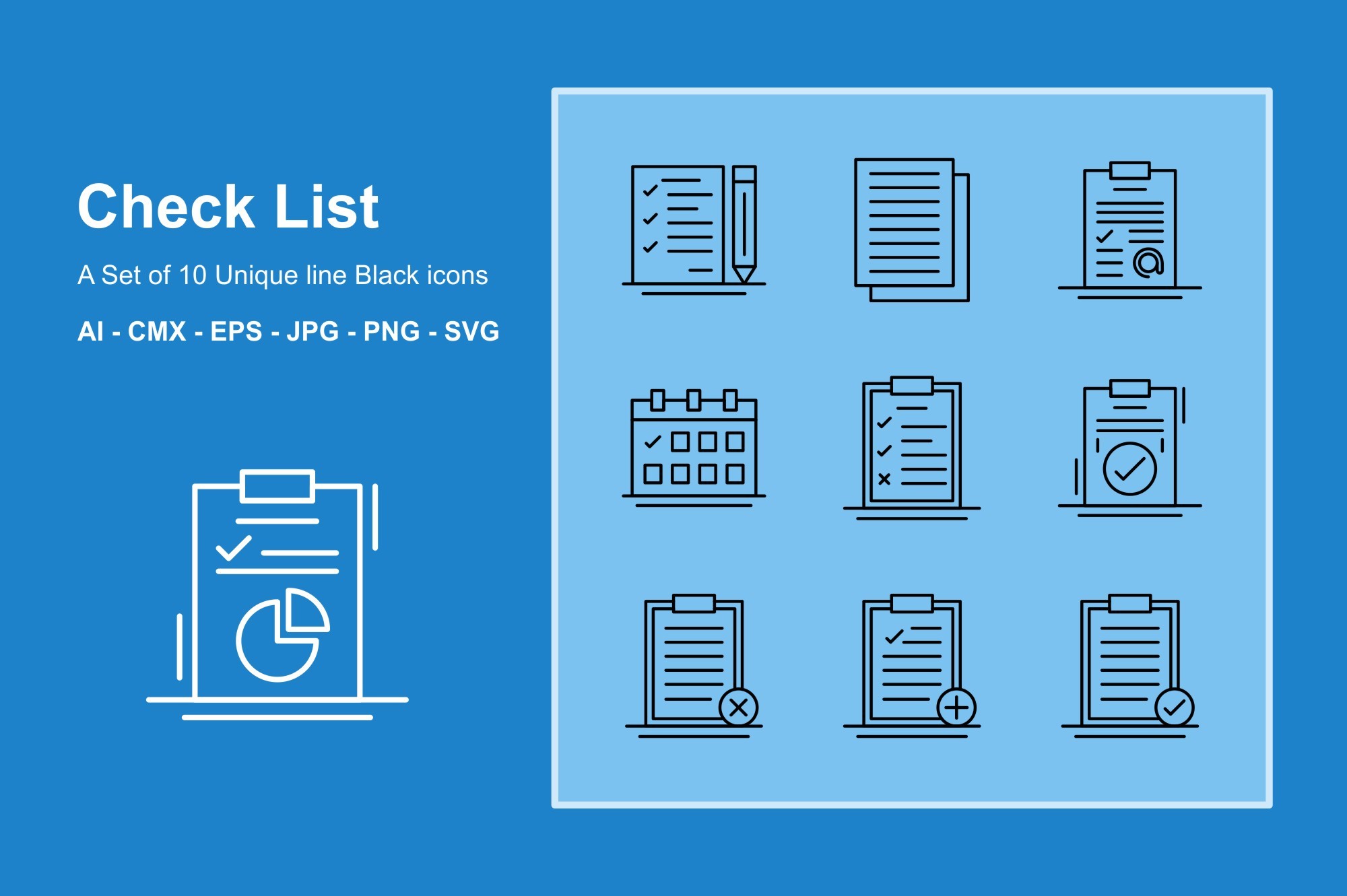 Check List Line Black Icon Set Graphic by JM Graphics · Creative Fabrica