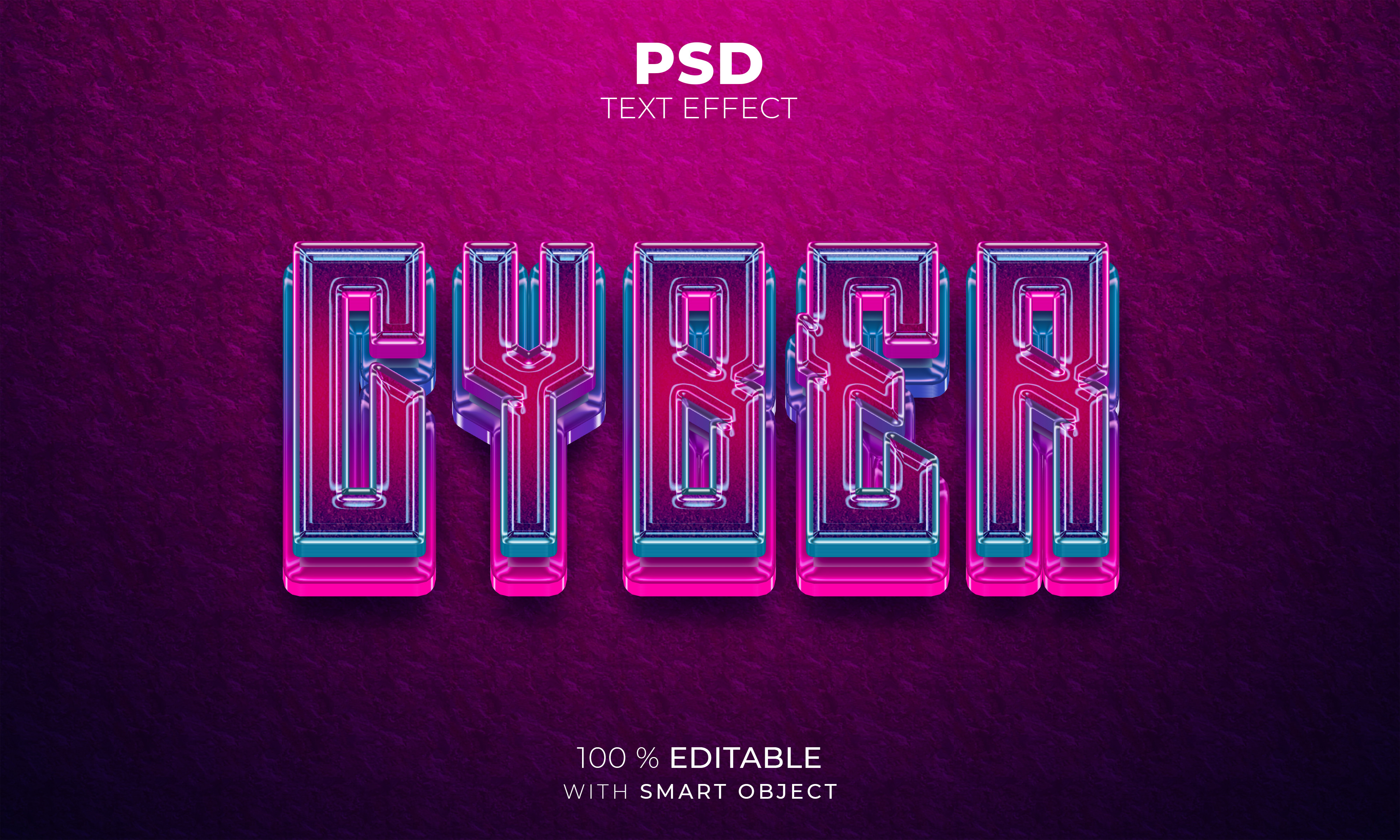Cyber 3D Editable Text Effect Graphic by Hello Muh · Creative Fabrica