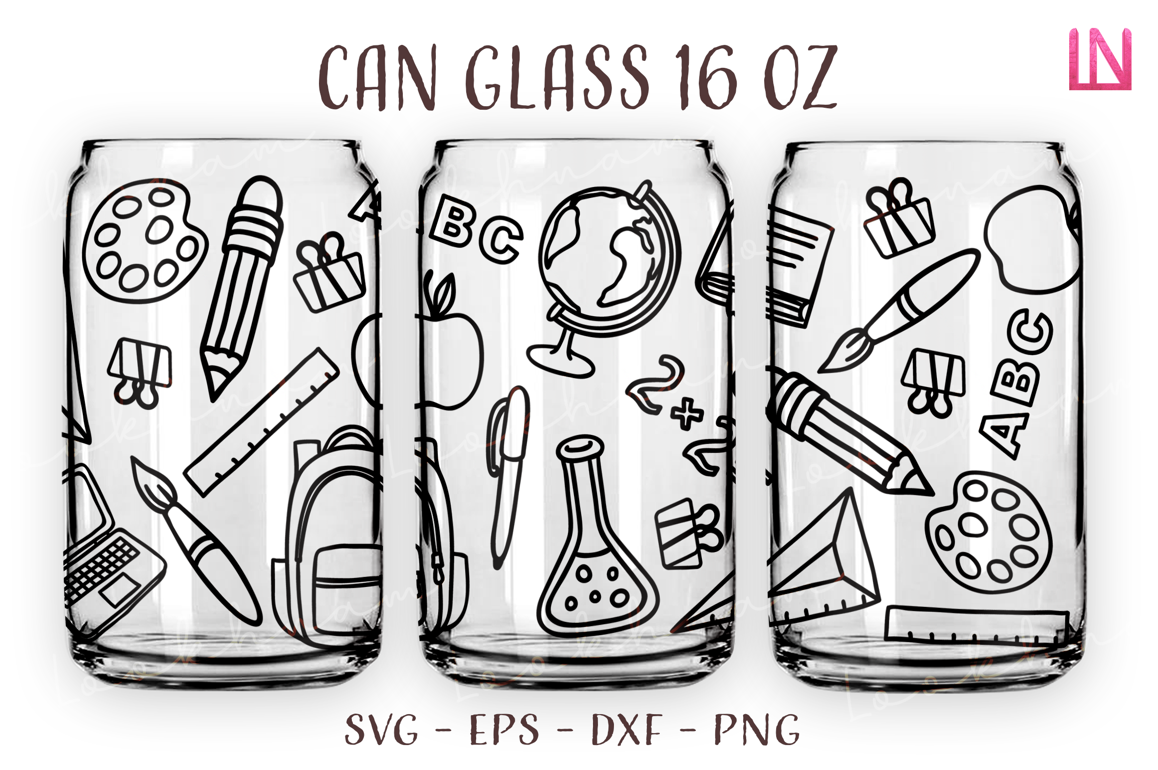 School Outline 16 Oz Can Glass Wrap SVG Graphic by Lookhnam · Creative ...