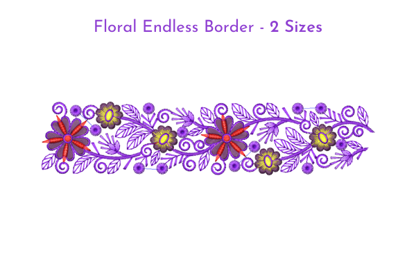 Purple Floral Endless Border