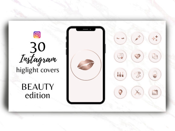 Pink & Rose Gold Beauty Highlight Covers