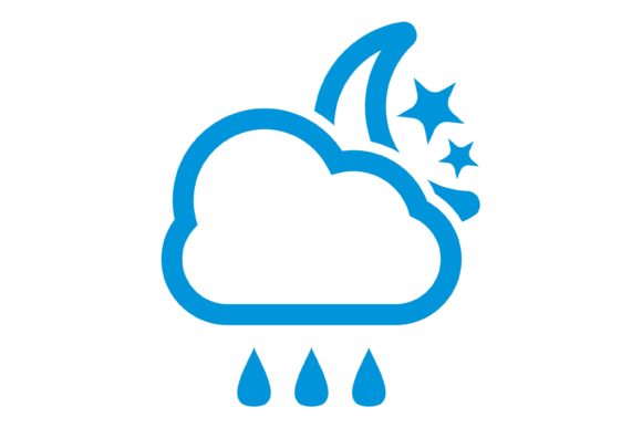 Rainy Night Weather Vector Icon Illustration Illustrations Imprimables Par rasol.designstudio