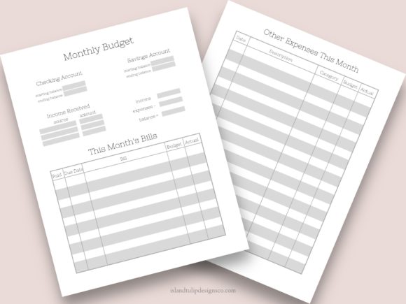 Minimalist monthly budget Canva planner template in US Letter size