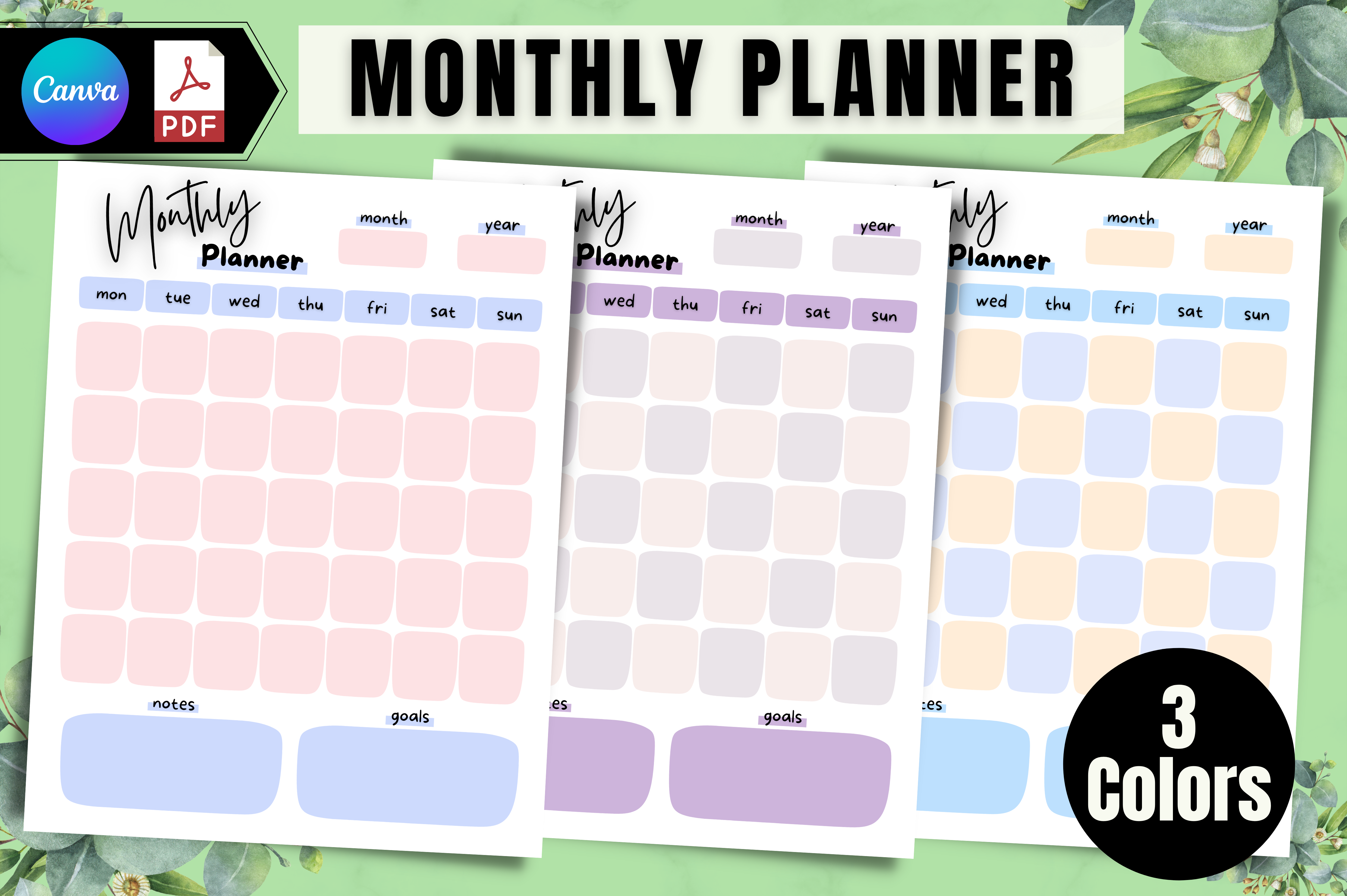 Monthly Planner Printable Canva Template Graphic by Florid Printables ...