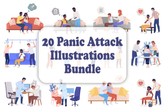 Panic Attack Color Vector Characters Set Graphic Illustrations By IMG visuals characters