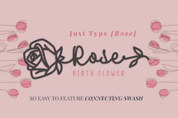 Rose Birth Flower Duo Font PNG with transparent background - Preview 3