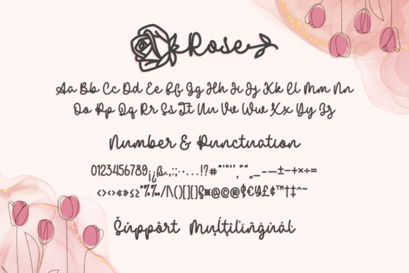 Rose Birth Flower Duo Font PNG with transparent background - Preview 4