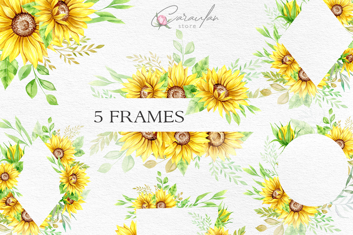 Watercolor Sunflower Frames Clipart Graphic by CaraulanStore · Creative ...