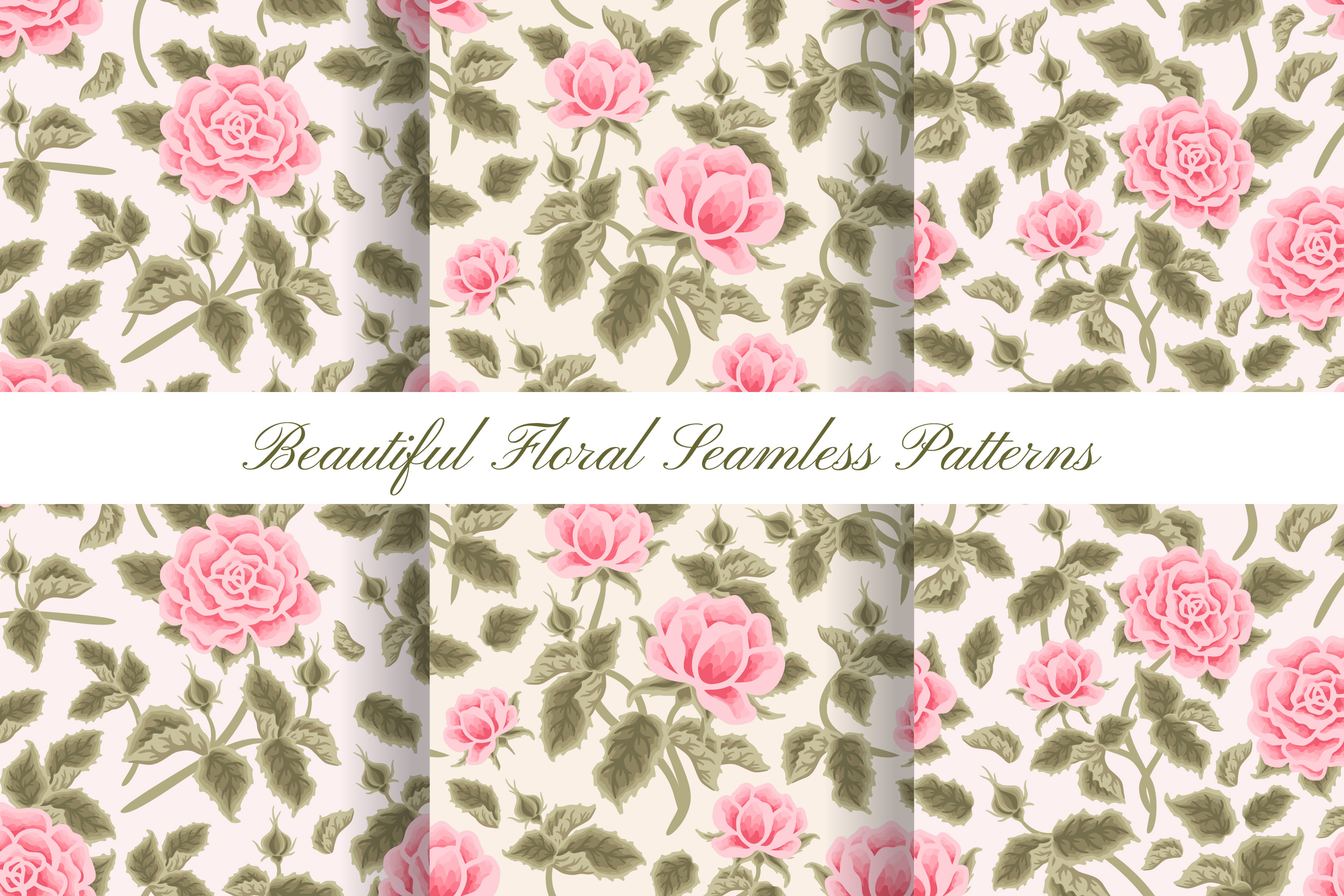 Classic Pink Floral Seamless Pattern Set Graphic by artflorara ...